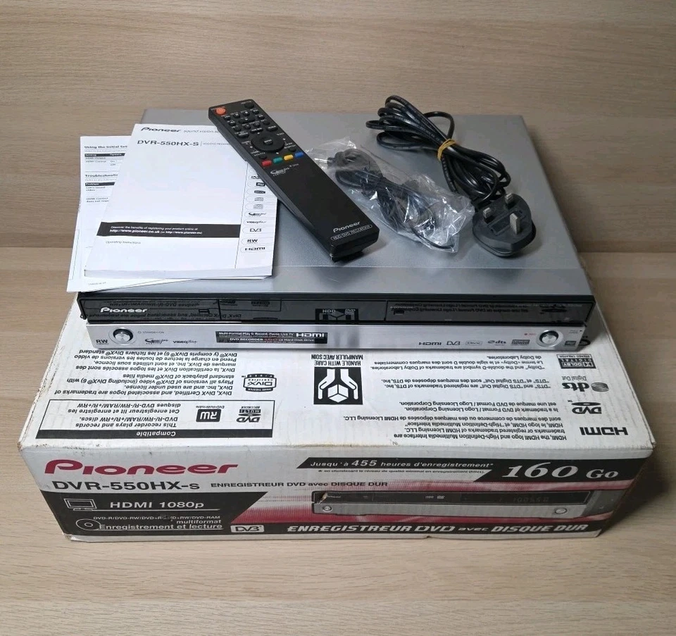 Pioneer DVR-550HX-S DVD Player 1080p Freeview 160GB HDD Recorder Multiregional