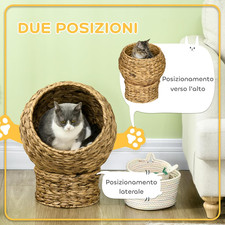 Letto Cesto Per Gatti In Cotone Intrecciato - Pieghevole Con Giocattolo A Coda Per Giochi Interattivi (Taglia M) - Foto 7