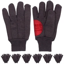 Red Fleece Lined Jersey Work Gloves 9.5" 24 Pack Washable Garden