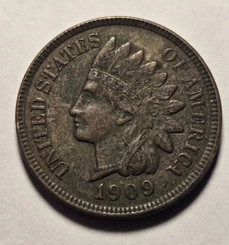1909 Indian Head Cent 1c Penny, Extra Fine XF Details, Exact Coin Shown