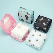 4Pcs Portable Sanitary Napkin Bag Zipper Makeup Travel Pouch for Women Bags