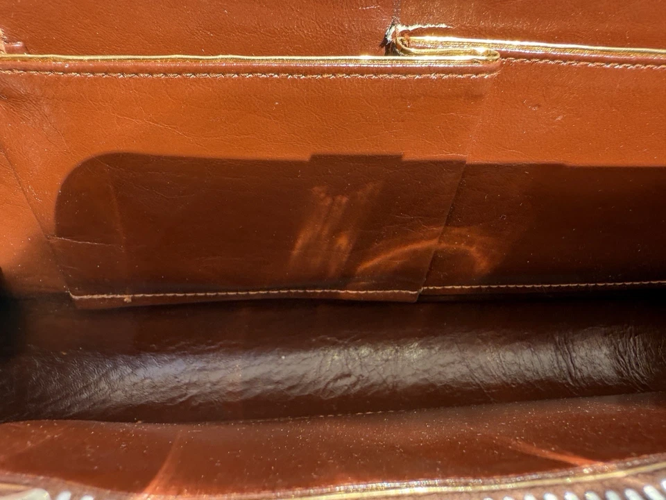 12 «VTG подлинный Caiman крокодила кожаная Дамская сумка сумочка карман книга застежки см. - Изображение 4 из 4