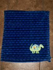 le bebe FAVORITE Blue Dinosaur Baby Blanket Lovey 30 x 36 HTF