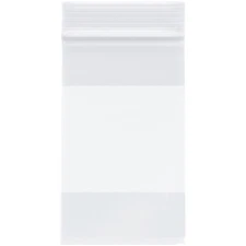 Plymor 3" x 5", 4 Mil with White-Block Heavy Duty Zipper Reclosable Plastic Bags