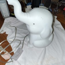 White Ceramic Elephant Accent Lamp for Bedroom or Nursery