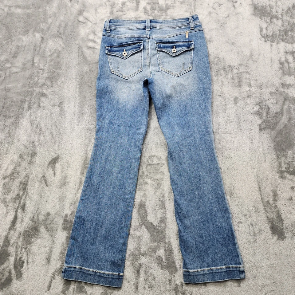 Pantalones de mezclilla INC International Concepts para mujer 4PS CORTOS azules calce regular corte bota pierna Foto 3 de 4