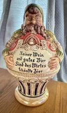 GERZ W. Germany German Beer Pitcher Stein Figurine w/ Proverb Vintage Large