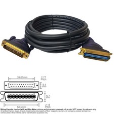 Cable Parallel Printer Centronics 36-Pin Male D-Sub DB25 25-Pin 10FT IEEE 1284