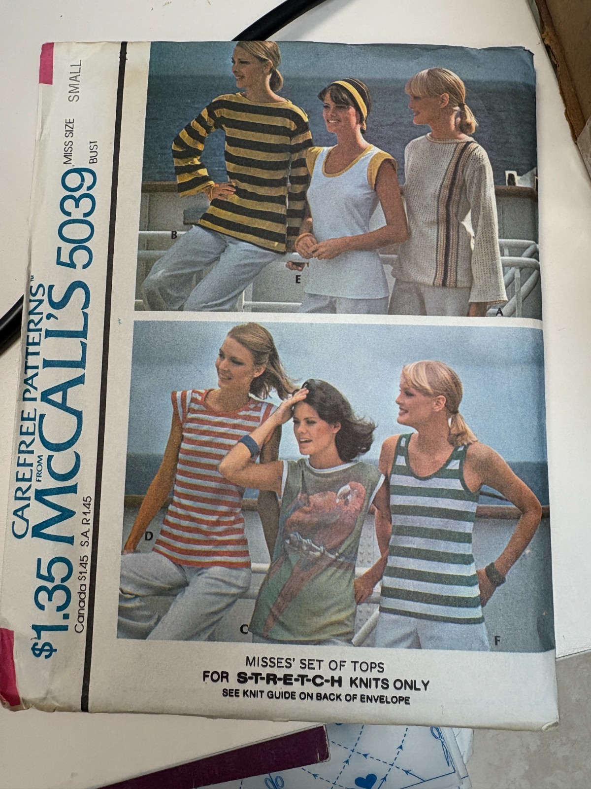 McCalls 5039 pattern: Misses Tanks, Tees and Tops, 6 views, Size Small UNCUT