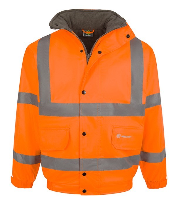 Chaqueta Bomber Forrada De Forro Polar Hi-Vis, Naranja, Amarillo