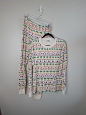 Hanna Anderson L Unisex Elf Fairisle Print Themed Two Piece Cotton Pajamas Set