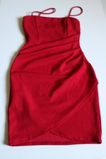 Windsor Junior sz XS (Waist 22") Red Tulip Wrap Bodycon Spaghetti Strap Mini