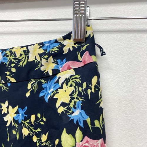 Falda Jones New York Mujer 100% Seda Talla 16 Negra Estampado Floral Midi Oscura Academia - Imagen 5 de 10