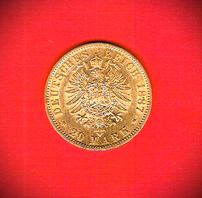 Deutsches Kaiserreich Goldmünze Wilhelm I. 1887 20 Goldmark vorzüglich ...