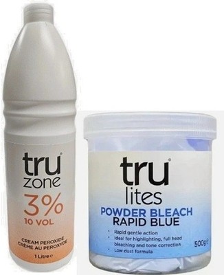 Truzone Creme Peroxid 3% 10 Volumen 1000ml & Rapid Blue Hair Bleach 500G.