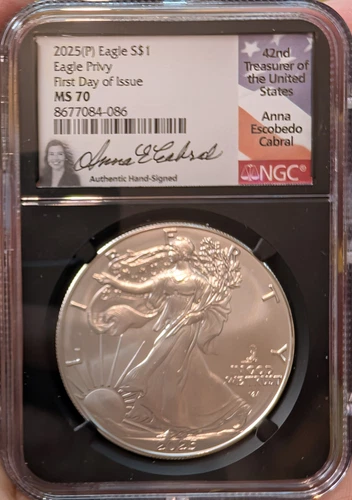2025(P) NGC MS70 First Day Eagle Privy Signed Anna E Cabral American Eagle