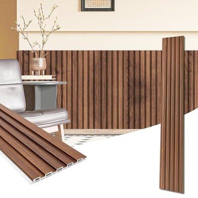  WPC Wainscoting Panels-Pack 48 x 6 Inch 3D Wall Accents for 48'' * 6'' 16 Teak