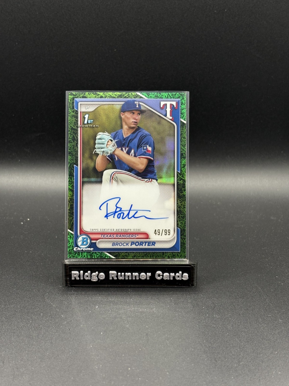2024 Bowman Chrome BROCK PORTER 1st Green Grass Refractor Autograph #/99 RANGERS