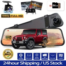 Dual Dash Cam 1080p Car Front/Rear/Inside Recorder Camera G-sensor 64GB Card