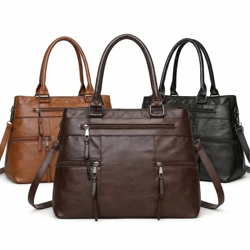 Women Ladies Messenger Shoulder Bag Soft Leather Crossbody Multi Pocket Handbag