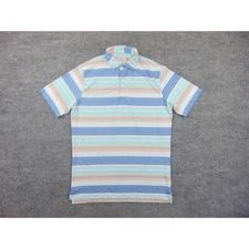johnnie-O Polo Shirt Mens Medium Blue Striped Short Sleeve Golf Performance