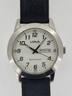 Lorus/ Seiko Men's Quartz Day Date Watch 38mm White Dial Leather Strap VJ33-X005