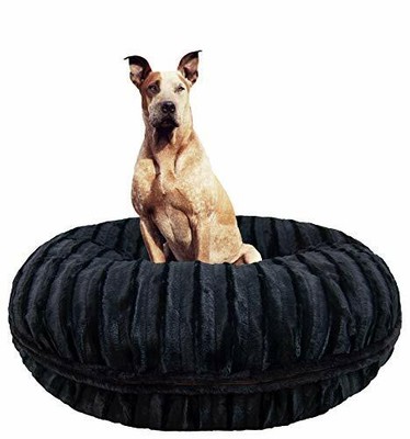 Bessie And Barnie 60-Inch Bagel Bed For Pets, X-Large, Black Puma (616043407838)