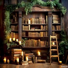 10'x10' CP Bookcase Indoor Scenic Microfiber Fabric background backdrop SD039
