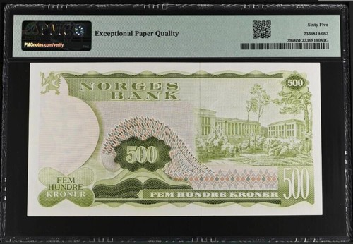 Norway,Norges Bank,P39a,1978-82, 500 Kroner,PMG 65EPQ - Picture 2 of 2