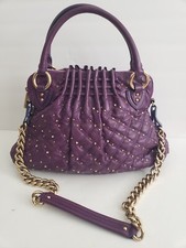 Marc Jacobs Stardust Cecilia Purple Handbag Leather Studded Quilted Satchel EUC