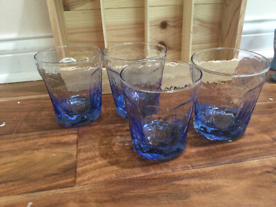 4 LIBBEY BLUE CHIVALRY OLD FASHIONED ON THE ROCKS GLASS4''X3.5''