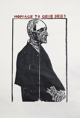 Leonard Baskin, Homage to Gene Debs, Woodcut Print on Rice Paper, signed and num