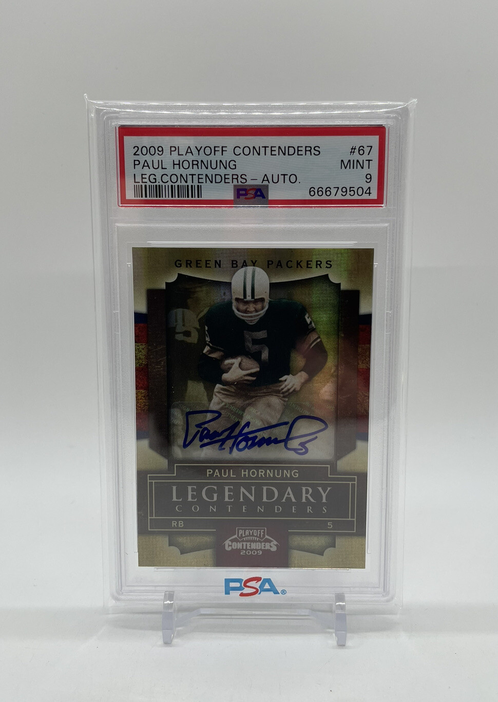 Paul Hornung Green Bay Packers 2009 Playoff Contenders Legendary Contenders Auto #67 Mint PSA 9 