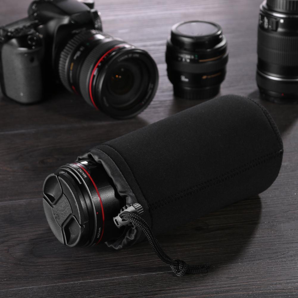 Waterproof Soft Neoprene Camera Lens Pouch Drawstring Protector Case (L