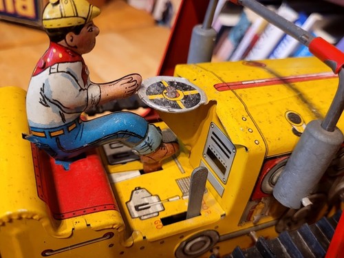 NICE1940'S MARX TIN LITHO CATERPILLAR DIESEL WIND UP BULLDOZER TRACTOR with BOX - Picture 11 of 18