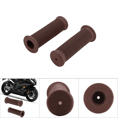 Red Brown 2Pcs 22mm Vintage Motorcycle Handlebar Grips Throttle Handle Bar Ends