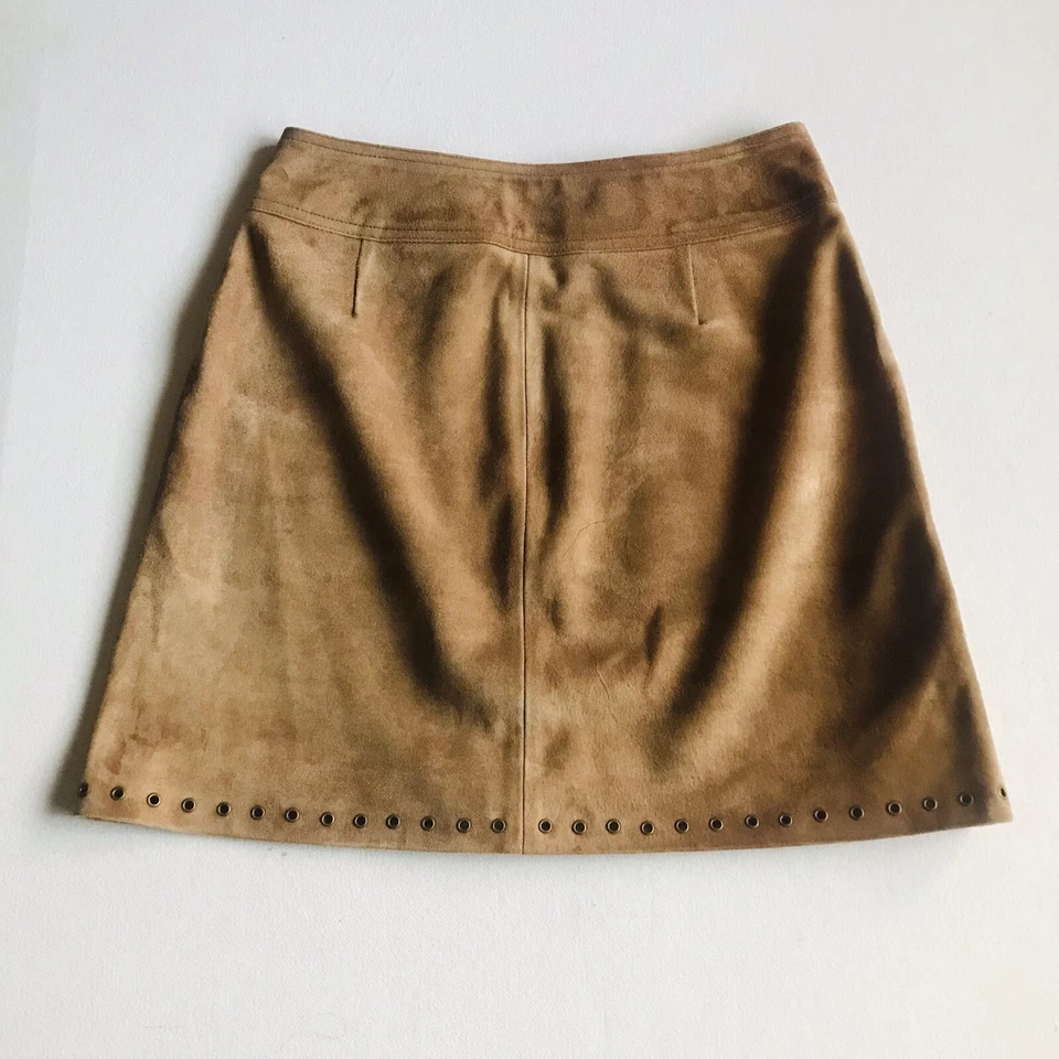 Pam & Gela - мягкий коричневый подлинный коза замши кожаная юбка размер 2 Western - Изображение 3 из 4