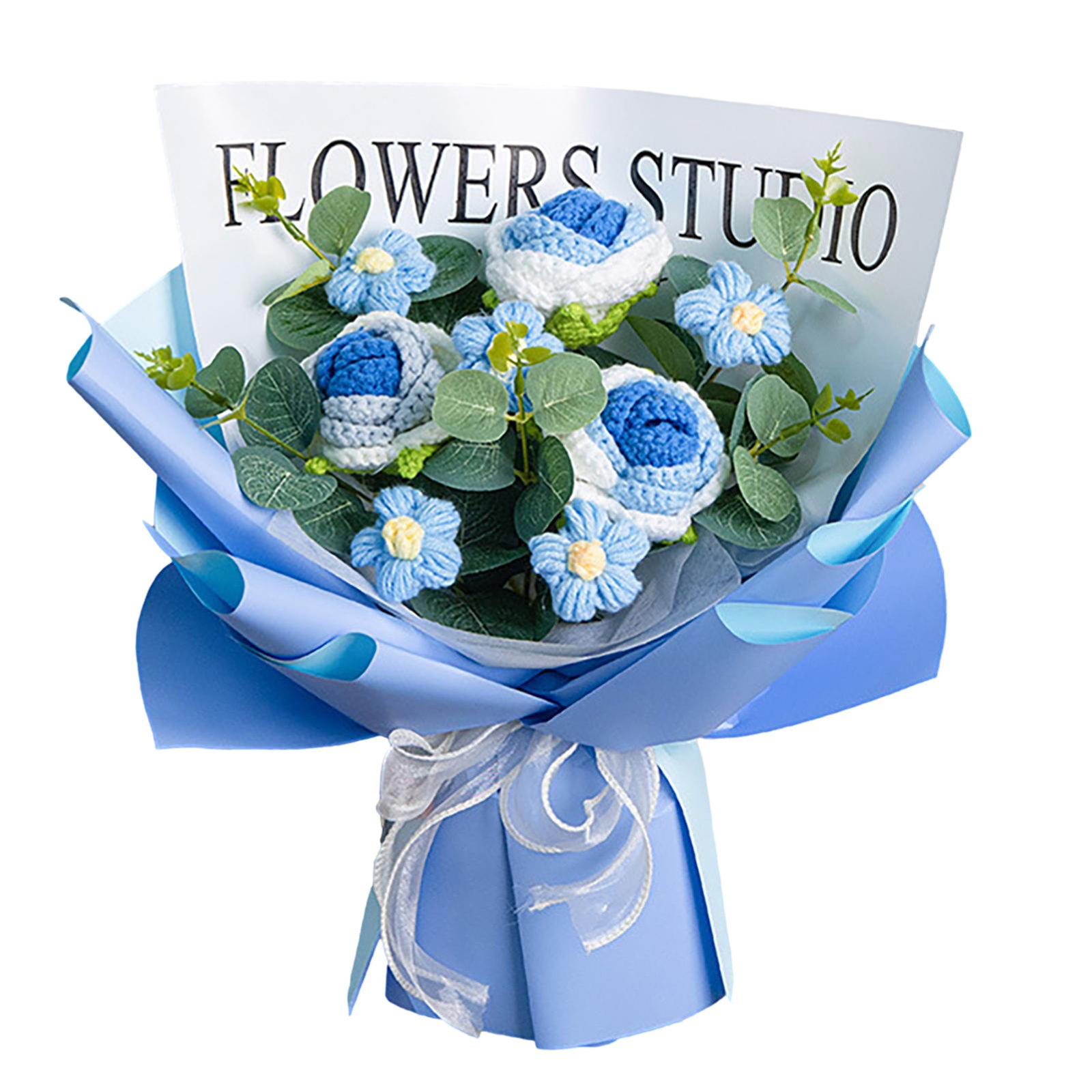 Crochet Flowers Bouquet Knitted Flowers Handmade Rose Flower Gift