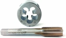 1/2"-18 UNS Tap and Die Set HSS Thread Tap with Round Threading Die Right Hand