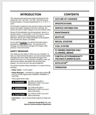 #ad #ad Honda Gcv 135 160 190 and Gsv190 Engine Service Manual 173 Pages $26.99