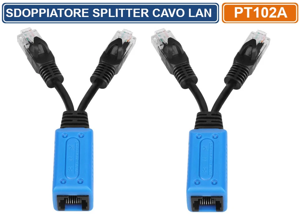 COPPIA ADATTATORE SDOPPIATORE PER CONNESSIONI IP NETWORK LAN RJ45 - Immagine 3 di 4
