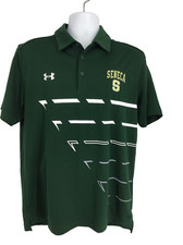 Under Armour Polo Shirt Large Loose Green Short Sleeve Performance Golf Senecca