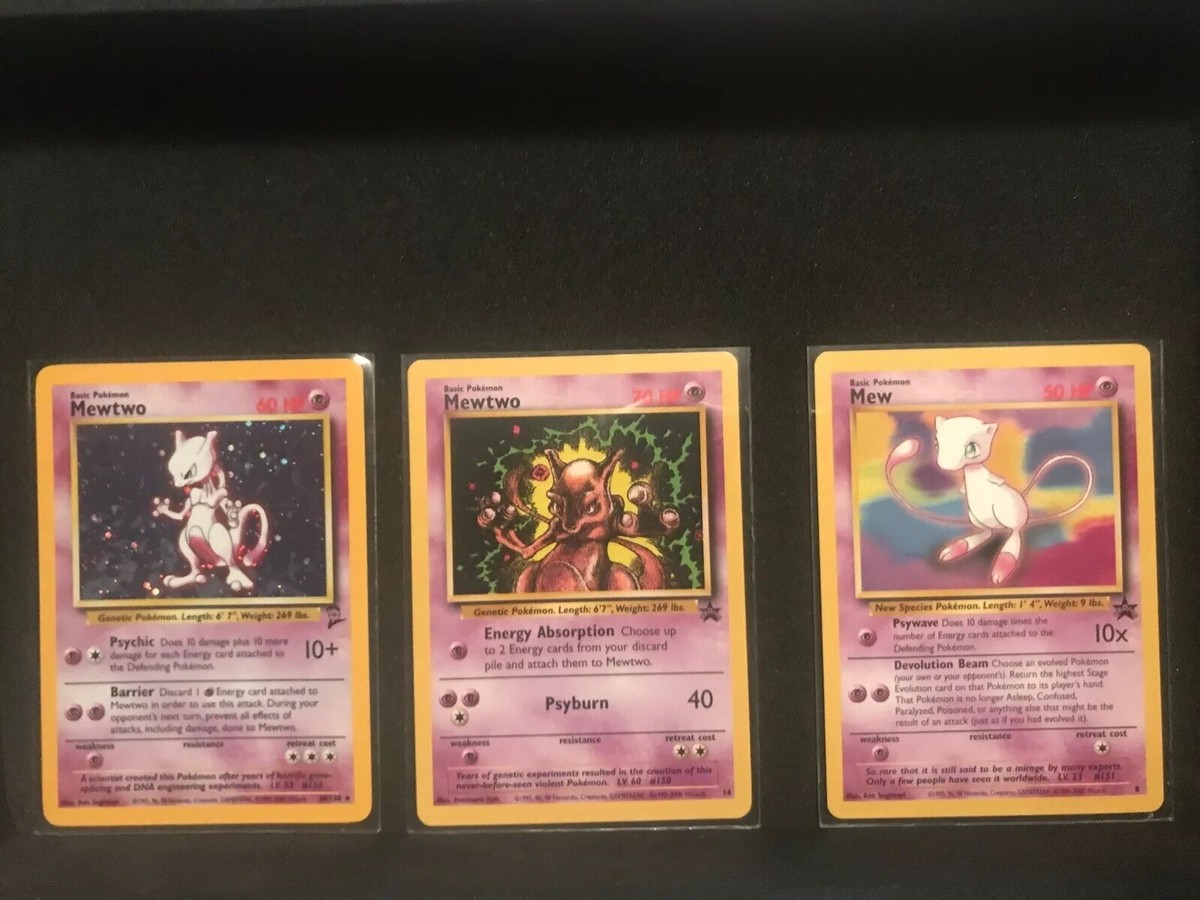 1995 mewtwo promo pokemon card value Holographic Rare 1995 Original Mewtwo, Promo Mewtwo, Promo Mew - MINT -  Pokemon