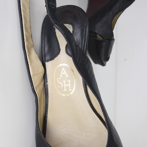 Ash Wedge Sandals Black Strappy Slingback Shoes Wooden Effect Heels EU 35 UK 2.5 - Picture 3 of 19