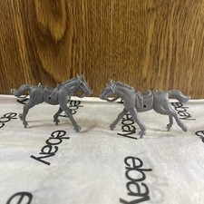 Vintage Cowboy and Indian Plastic 1970's Horse Lot of 2 Gray Horses