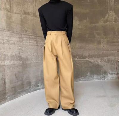 Men's Fashion Winter Casual Thicken Ruffle Suit Pants Youth Casual Warm Trousers