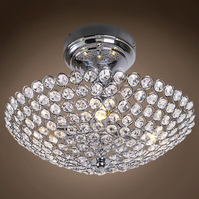 Limited Edition 4 Light 12in Crystal Bowl Semi Flush Mount Light in Chrome
