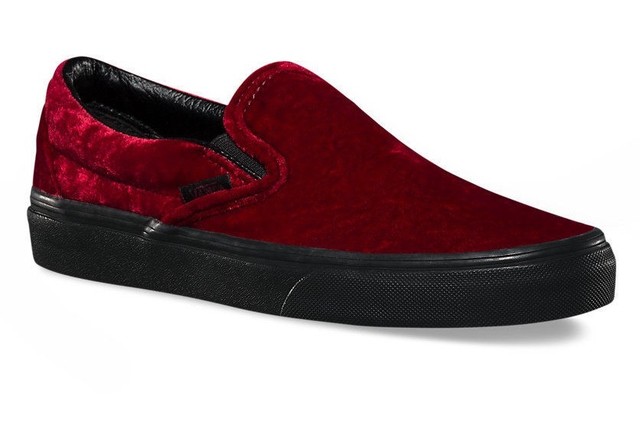 red velvet slip on vans