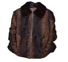 Genuine Brown Persian Lamb Fur Real Karakul Fur Astrakhan Fur Baggy Jacket