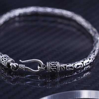 7.5”, bold Sterling silver handmade bracelet, 925 Byzantine